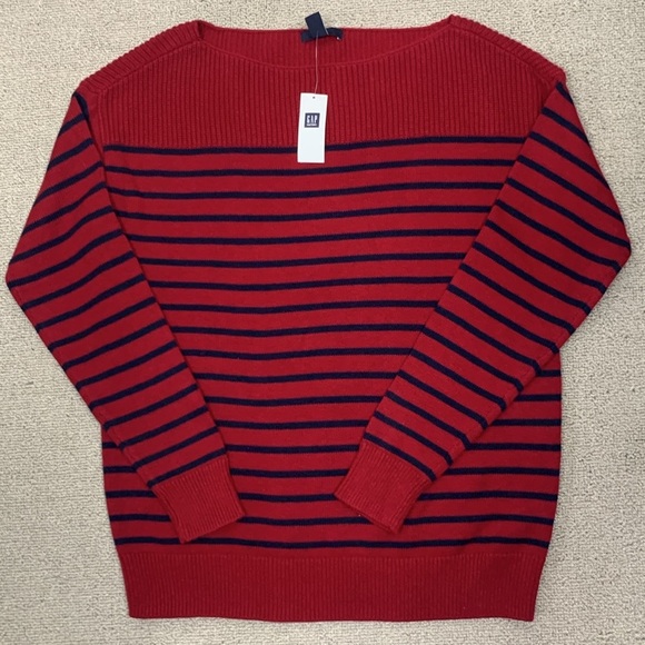Gap Factory Red and Blue Striped Boatneck Sweater- NWT - Picture 14 of 14